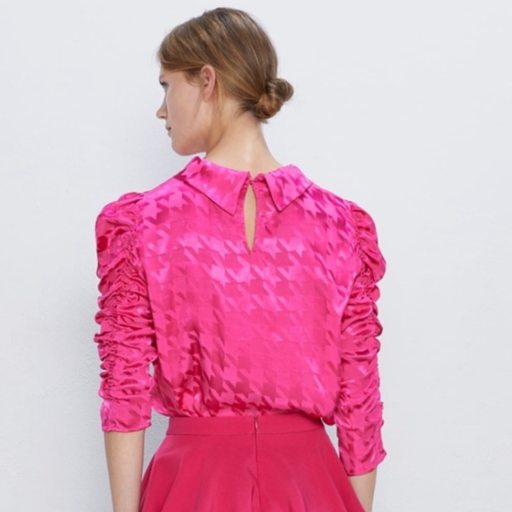 Zara Satin Effect Jacquard Top Medium